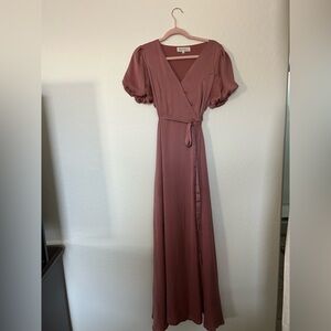 Elegant Mauve Wrap Dress/ Summer Bridesmaid